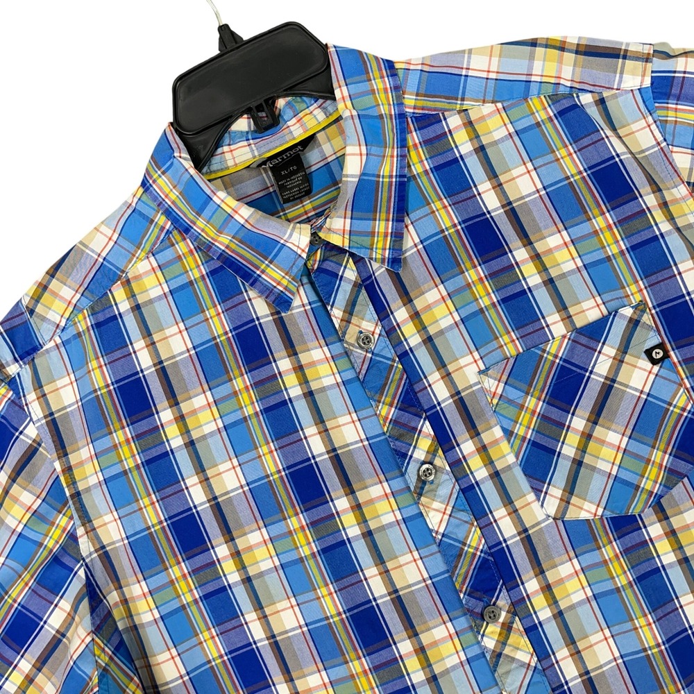Marmot Plaid Organic Cotton Button Down‎ Shirt Hiking Outdoor Mens XL